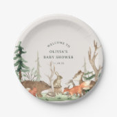 素朴な冬の森のベイビーシャワー ペーパープレート (正面)