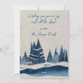 素朴な冬の森の月家族写真クリスマス シーズンカード (裏面)