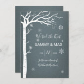 素朴な冬の白樺の木の結婚発表 招待状 (正面/裏面)