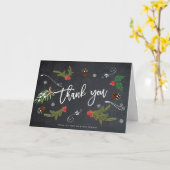 素朴な冬の結婚クリスマスサンキューカード カード (黄色い花)