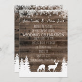 素朴な冬の結婚式招待状-シカ 招待状 (正面/裏面)