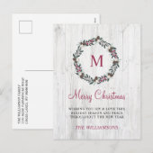 素朴な冬の緑と実のリース クリスマス ウッド (正面/裏面)