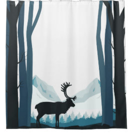 素朴な冬の自然のイラストレーション シャワーカーテン