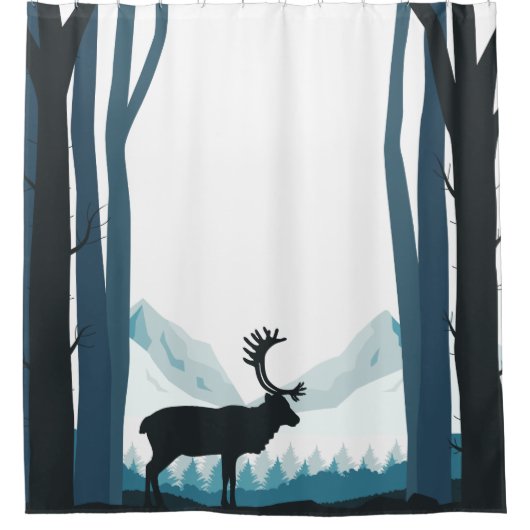 素朴な冬の自然のイラストレーション シャワーカーテン (正面)