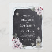 素朴な冬の花のランタンの黒板の結婚式 招待状 (正面/裏面)