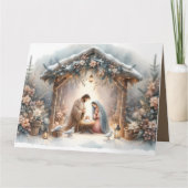 素朴な冬の花を添えたクリスマスの降誕祭 カード (正面)