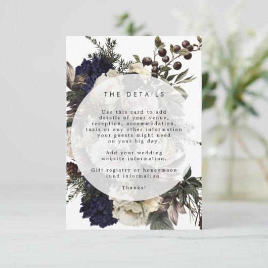 素朴な冬の花模様結婚の詳細情報 エンクロージャーカード (スタンド正面)