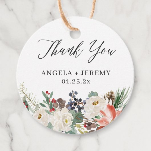 素朴な冬の花 ホーリー ベリー 感謝 フェイバータグ (正面)