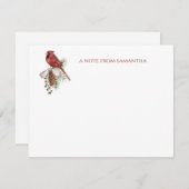 素朴な冬の赤いカーディナル松ぼっくり ノートカード (正面/裏面)