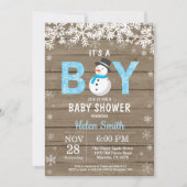 素朴な冬の雪だるまの男の子のベビーシャワーの招待状 招待状 (正面)