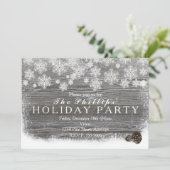 素朴な冬の雪の結晶と松ぼっくりの招待状 招待状 (スタンド正面)