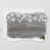 素朴な冬の雪の結晶と松ぼっくりの招待状 招待状 (裏面)