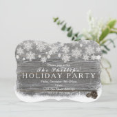 素朴な冬の雪の結晶と松ぼっくりの招待状 招待状 (スタンド正面)