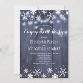 素朴な冬の雪の結晶エンゲージメントパーティー 招待状 (正面)