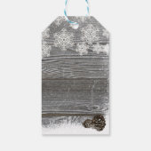 素朴な冬の雪の結晶 木と松ぼっくり ギフトタグ (裏面)