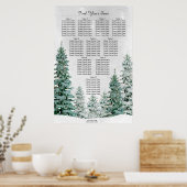 素朴な冬の雪景色結婚のシーティングチャート ポスター (キッチン)