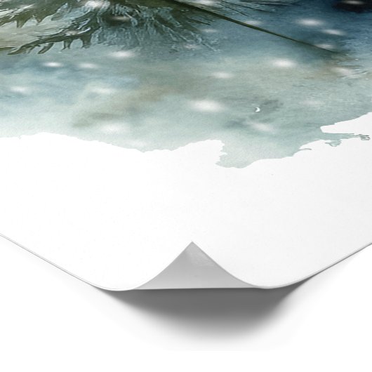 素朴な冬の霧の結婚木々の座席表 ポスター (角)