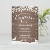 素朴な冬の鹿の洗礼招待状 招待状 (スタンド正面)