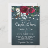 素朴な冬エレガントのフローラの海軍カップルがシャワー 招待状 (正面)