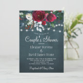 素朴な冬エレガントのフローラの海軍カップルがシャワー 招待状 (スタンド正面)