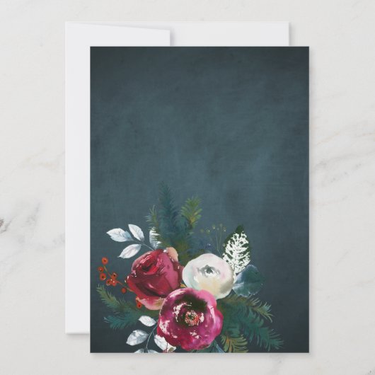 素朴な冬エレガントのフローラの海軍カップルがシャワー 招待状 (裏面)