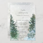 素朴な冬木の雪結婚式招待状 招待状 (正面/裏面)