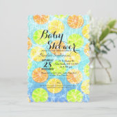 素朴な凍った柑橘類の夏のフルーツ 招待状 (スタンド正面)