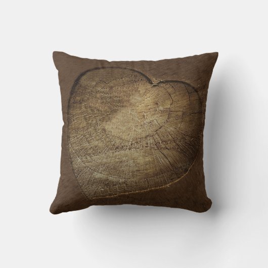 素朴な切り分けられたハートのオークの木の切れ クッション (裏面)