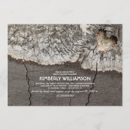 素朴な切り分けられた木製のハートの木のブライダルシャワー 招待状