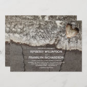 素朴な切り分けられた木製のハートの木の結婚式 招待状 (正面/裏面)