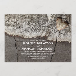 素朴な切り分けられた木製のハートの木の結婚式 招待状