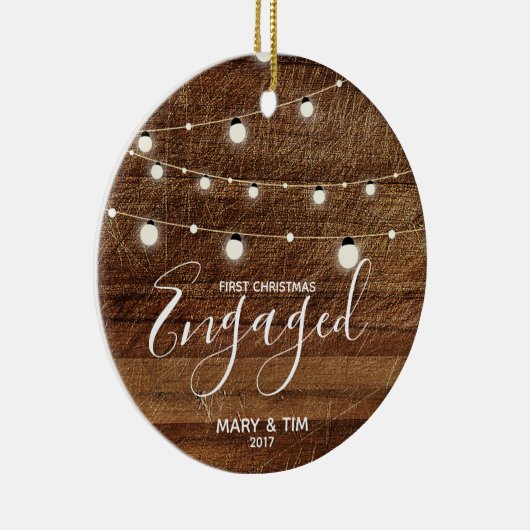 素朴な初めてのクリスマスの婚約したなオーナメントのギフト セラミックオーナメント (右)