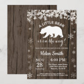 素朴な北極クマの冬のベイビーシャワー招待状 招待状 (正面/裏面)
