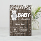 素朴な北極クマの冬のベイビーシャワー招待状 招待状 (スタンド正面)