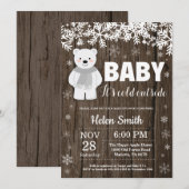 素朴な北極クマの冬のベイビーシャワー招待状 招待状 (正面/裏面)