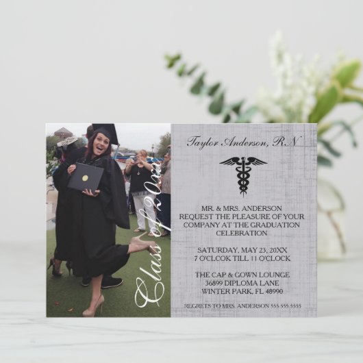 素朴な医学RNの学校の卒業の発表 招待状 (スタンド正面)