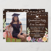 素朴な卒業によってはライト木写真が開花します 招待状 (正面/裏面)