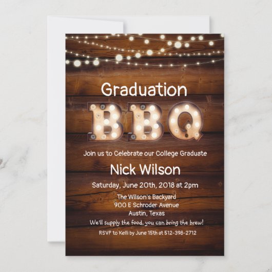 素朴な卒業パーティーのお誘い 招待状 (正面)