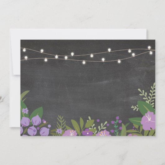 素朴な卒業パーティーのチョークの薄紫の花の写真 招待状 (裏面)