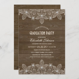 素朴な卒業パーティーの木製のレースの真珠の卒業生 招待状