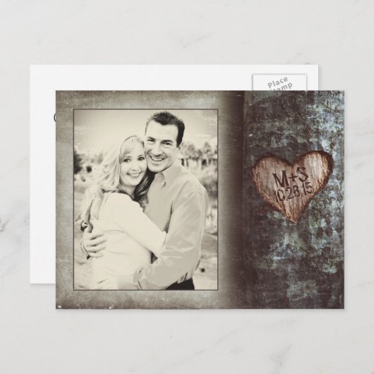 素朴な古いツリーPHOTO日付はがきを保存 案内ポストカード (正面/裏面)