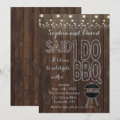 素朴な古い納屋のストリングライト I DO BBQ 招待 招待状 (正面/裏面)