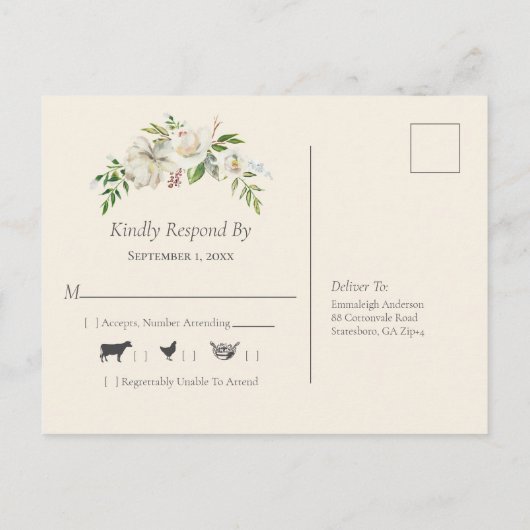 素朴な古い納屋の木の出欠確認 インビテーションポストカード (裏面)