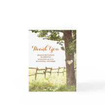 素朴な古木のカントリーウェディング感謝カード