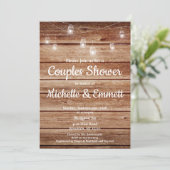 素朴な吊り下げ照明 カントリーウッド カップルシャワー 招待状 (スタンド正面)