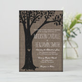 素朴な国によって切り分けられるハートの木の結婚式の招待 招待状 (スタンド正面)
