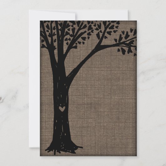 素朴な国によって切り分けられるハートの木の結婚式の招待 招待状 (裏面)