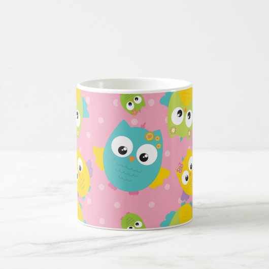 素朴な国のイースターフクロウの休日の春 コーヒーマグカップ (中央)