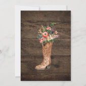 素朴な国のカウボーイ・ブーツのブライダルシャワーの招待 招待状 (裏面)