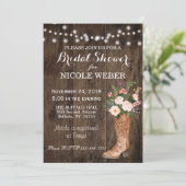 素朴な国のカウボーイ・ブーツのブライダルシャワーの招待 招待状 (スタンド正面)